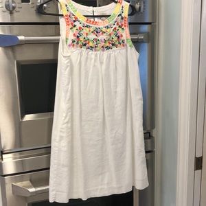 J crew white dress with embroidery